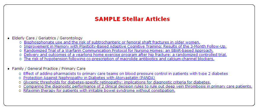 Sample Stellar Articles